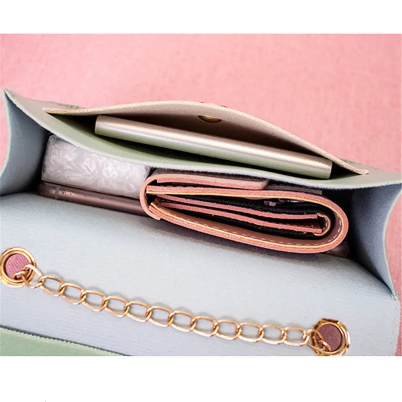 Women Chain Small Bag Female Patchwork Small Square Bag Girl Shoulder Bag