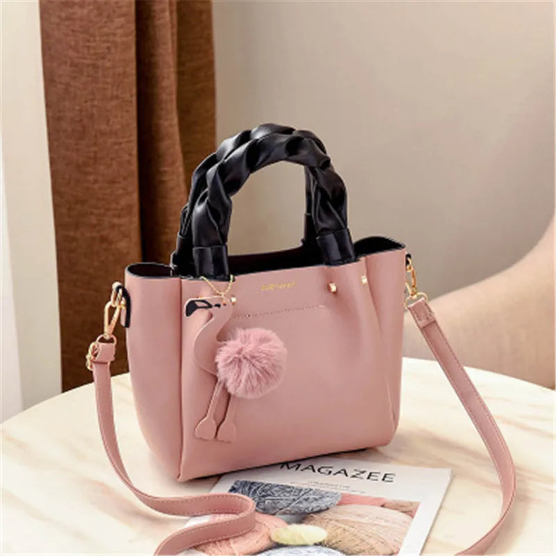 Women's Tote Bag Flamingo Tassel Leather Shoulder Bag