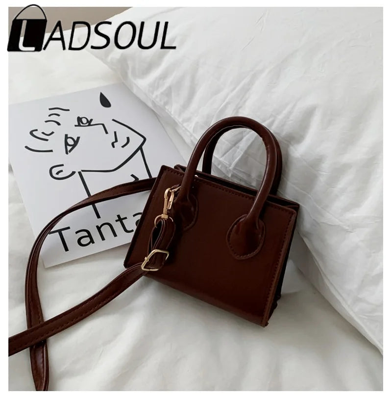 LADSOUL Retro Solid Handbags Women Personality Messenger Bag Mini Shoulder Bag