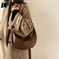LADSOUL Women Soft Leather Handbags High Vintage Crossbody Bags