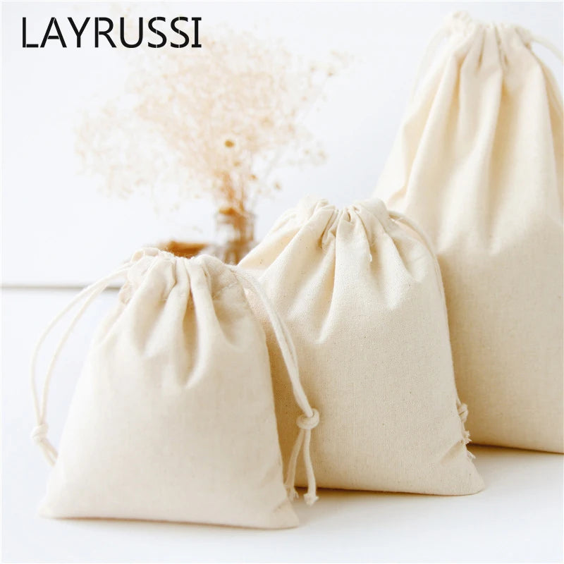 Large Cotton Drawstring Bag Travel Storage Pouch Shopping Bag