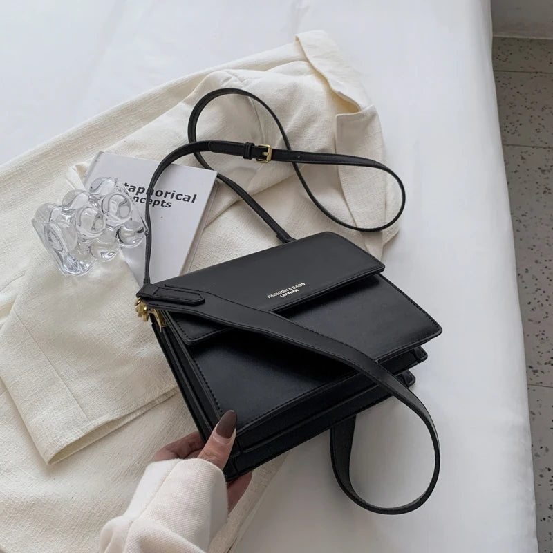 Double Layer Flap Crossbody Shoulder Handbag Small