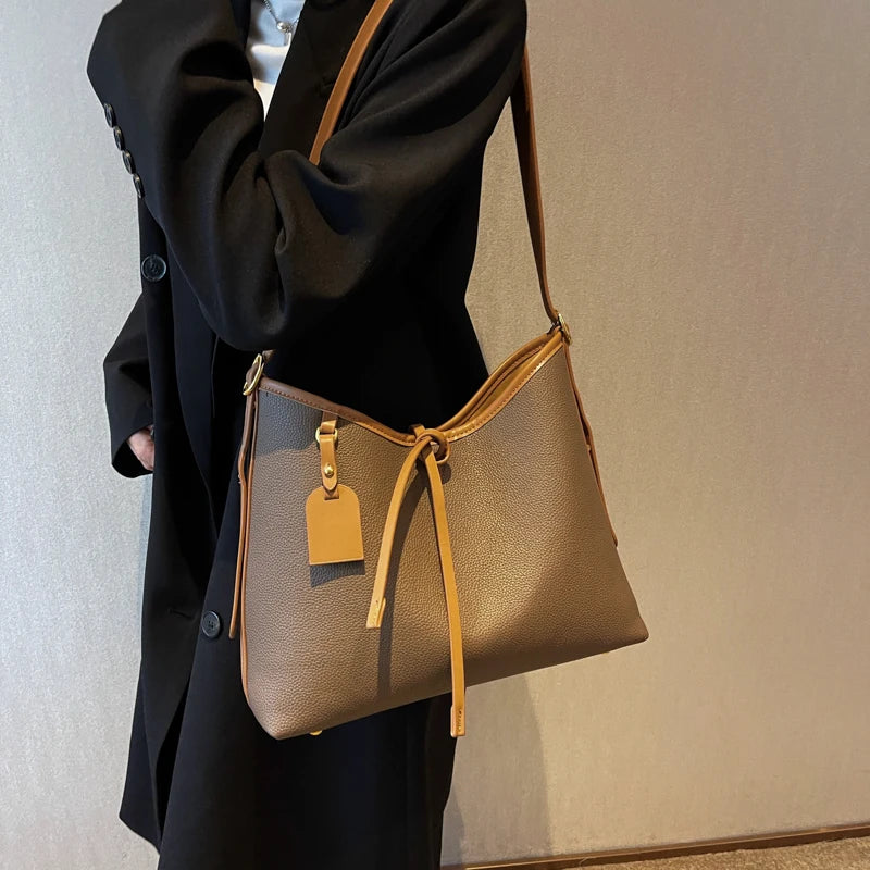 Large Soft Leather Hobo Bags Set with Purses
