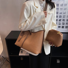 Large Soft Leather Hobo Bags Set with Purses
