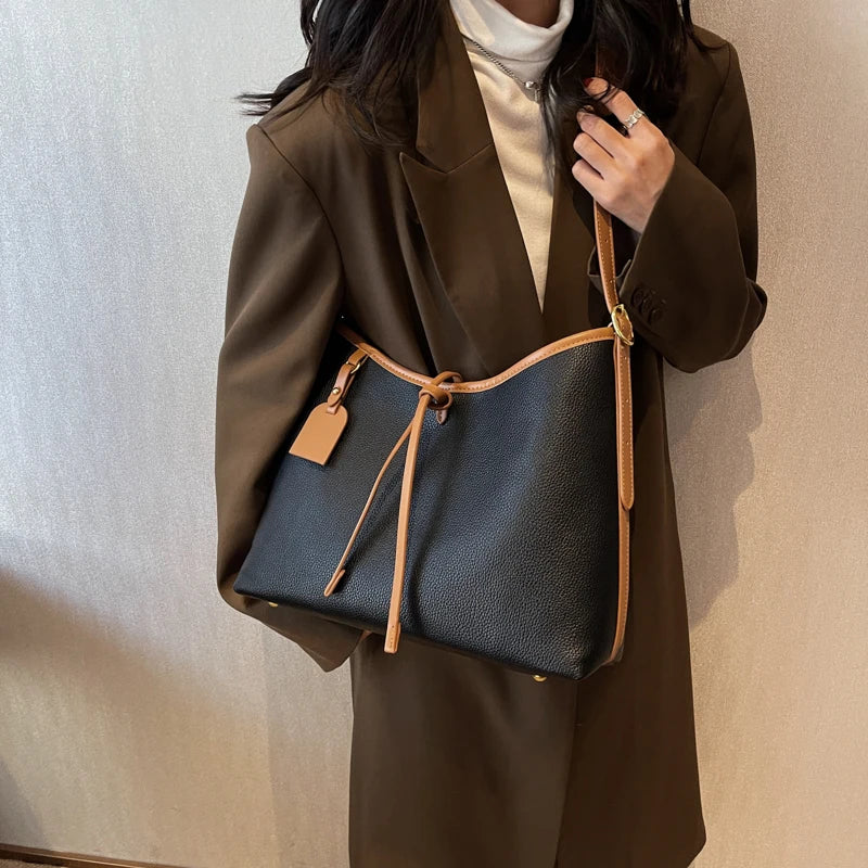 Large Soft Leather Hobo Bags Set with Purses