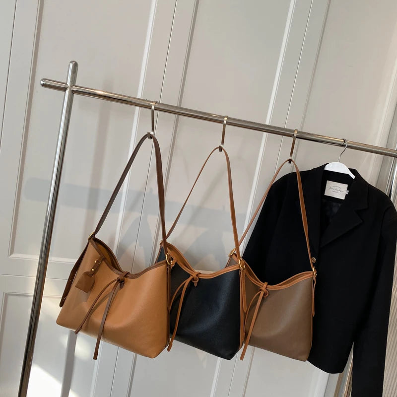 Large Soft Leather Hobo Bags Set with Purses