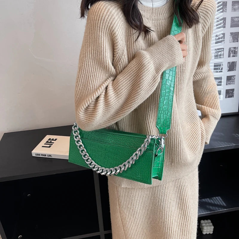 Women's Leather Shoulder Side Bag Small Crossbody Chain Purse