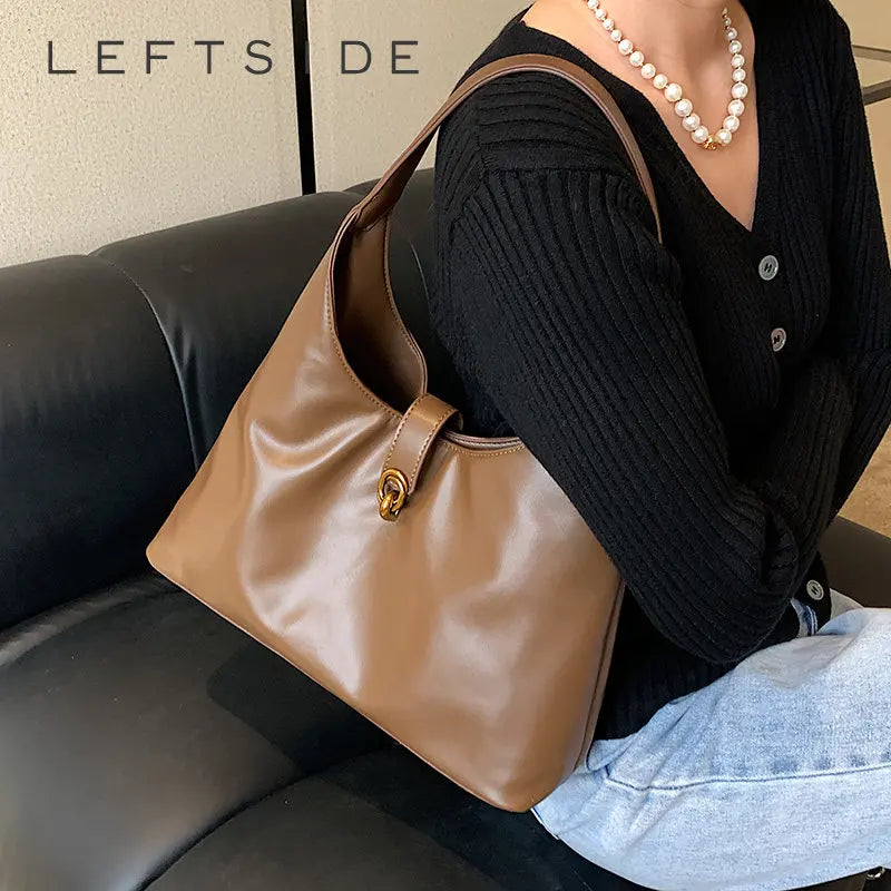 LEFTSIDE Vintage Shoulder Side Bags for Women Leather Hand Bag In Winter Handbag