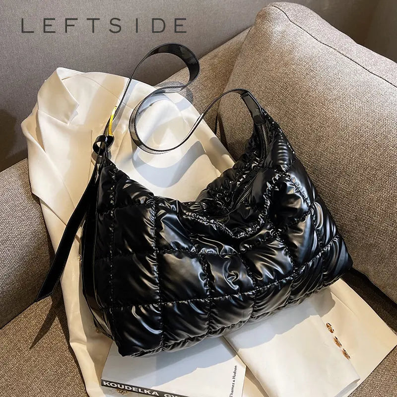 LEFTSIDE Winter Big Cloth Hobo Bag for Women Shopper Shoulder Side Bag