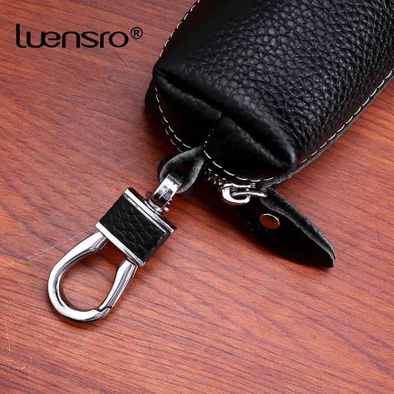 LENSRO Cow Leather Key Wallet Car Key Bag Wallet Unisex Holders