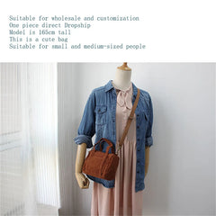 Mini Corduroy Shoulder Bag Women's Handbag Casual Purse Canvas Totes