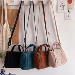 Mini Corduroy Shoulder Bag Women's Handbag Casual Purse Canvas Totes