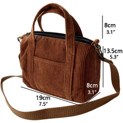 Mini Corduroy Shoulder Bag Women's Handbag Casual Purse Canvas Totes