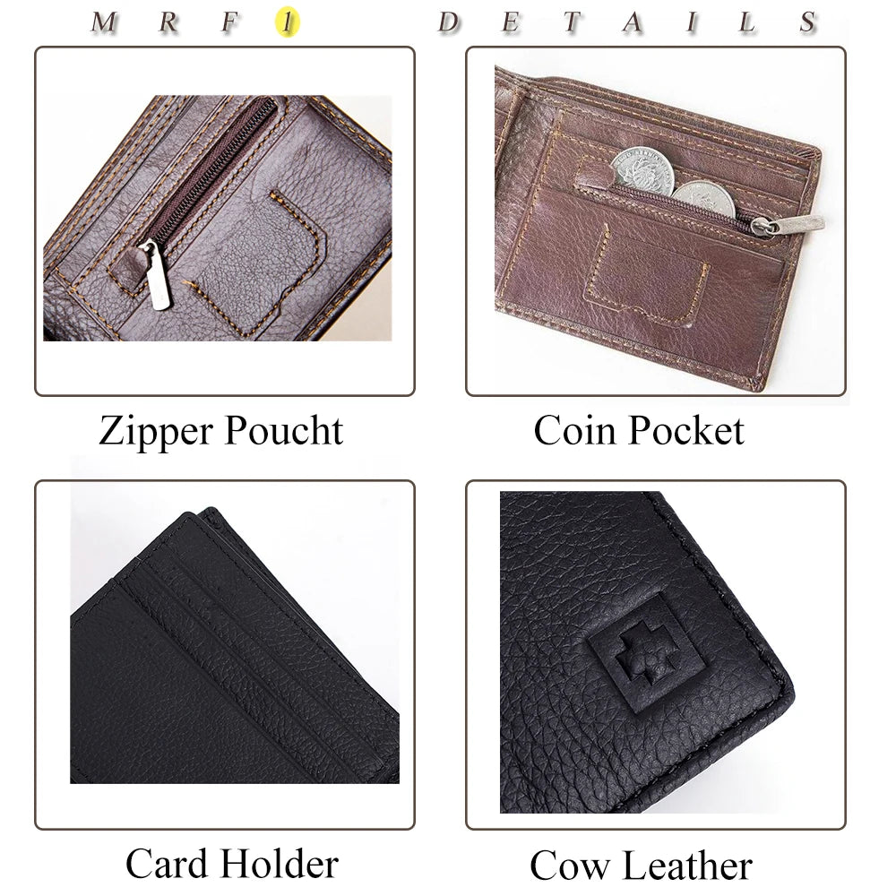 RFID Blocking Cow Leather Men Wallet Purse Identity Protection MRF7