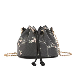 Embroidered Lace Crossbody Bucket Bag for Women