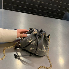 Embroidered Lace Crossbody Bucket Bag for Women