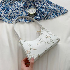 Floral Stitching Shoulder Bag Soft PU Leather Beach Handbag Girls Tote Bag