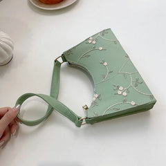 Floral Stitching Shoulder Bag Soft PU Leather Beach Handbag Girls Tote Bag
