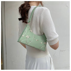 Floral Stitching Shoulder Bag Soft PU Leather Beach Handbag Girls Tote Bag