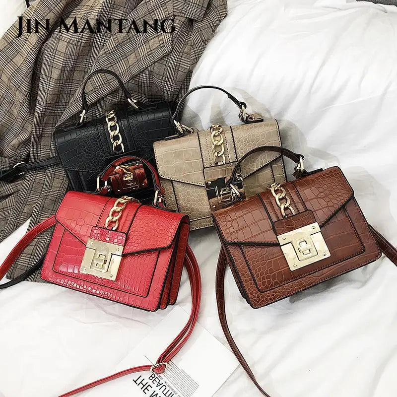 Crocodile Leather Should Messenger Bag Handbag