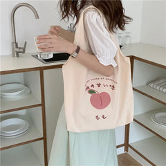 Fruit Pattern Canvas Shoulder Bag Tote
