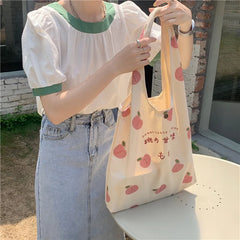 Fruit Pattern Canvas Shoulder Bag Tote