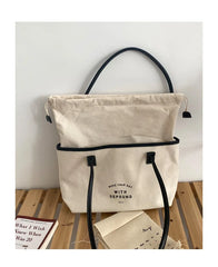 Retro Canvas Shoulder Bag with PU Stitching for Women