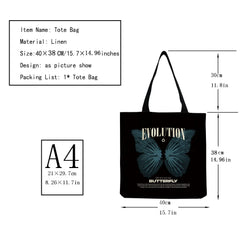 Customizable Beach Bag Butterfly Mushroom Print High Capacity Tote Bag