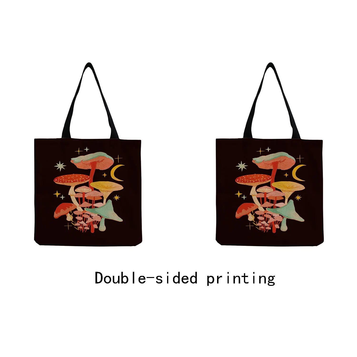 Customizable Beach Bag Butterfly Mushroom Print High Capacity Tote Bag