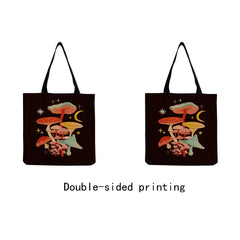 Customizable Beach Bag Butterfly Mushroom Print High Capacity Tote Bag