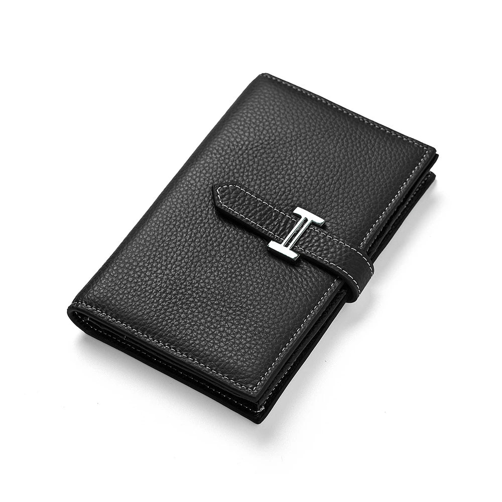 Women's Drawstring Wallet Long Leather Cosmetic Bag