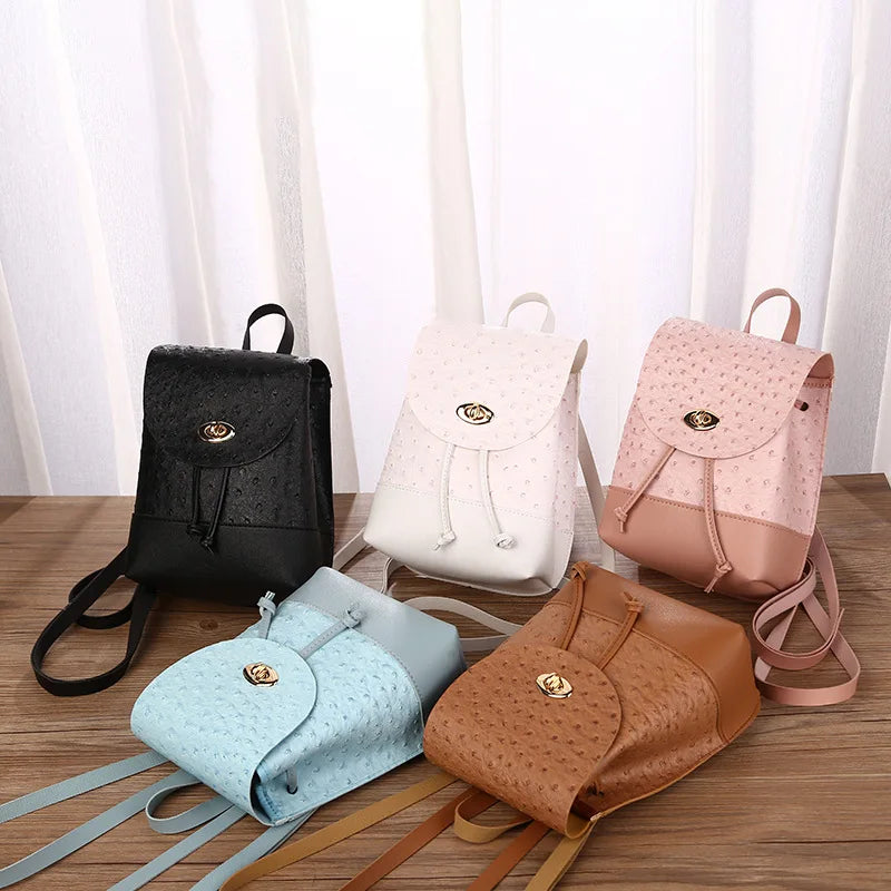 Women's PU Leather Ostrich Pattern Backpack