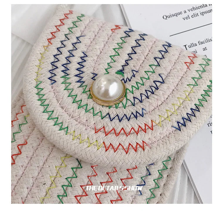 Women's Cotton Linen Shoulder Bag Mini Portable Messenger Phone Bag