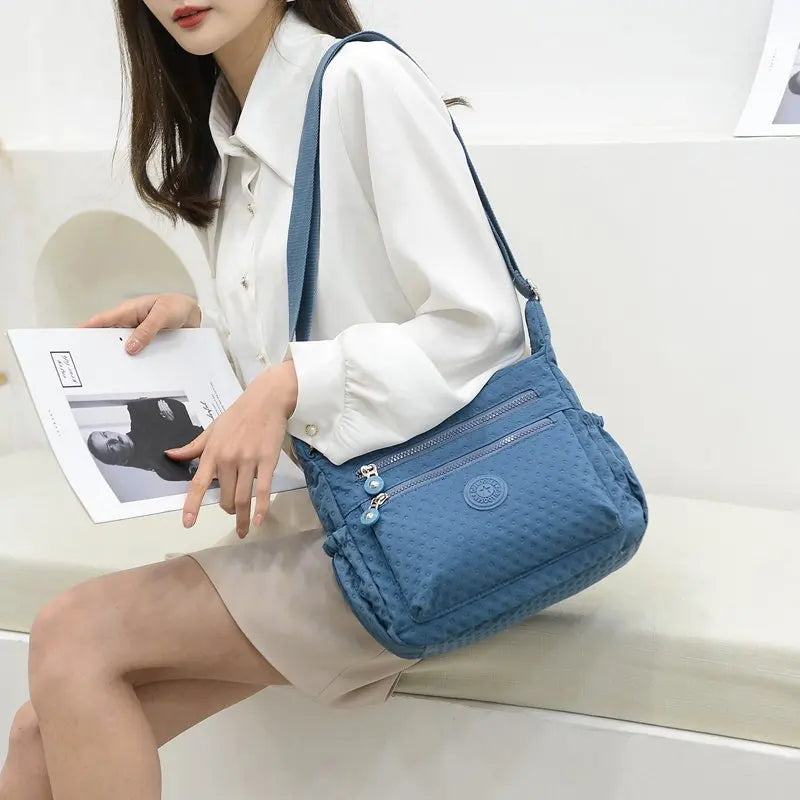 Waterproof Nylon Shoulder Bag Women Handbag Zipper Crossbody Messenger