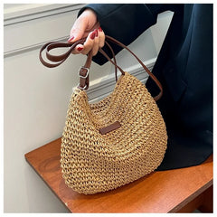 Women's Summer Straw Crossbody Bag for Beach Holiday