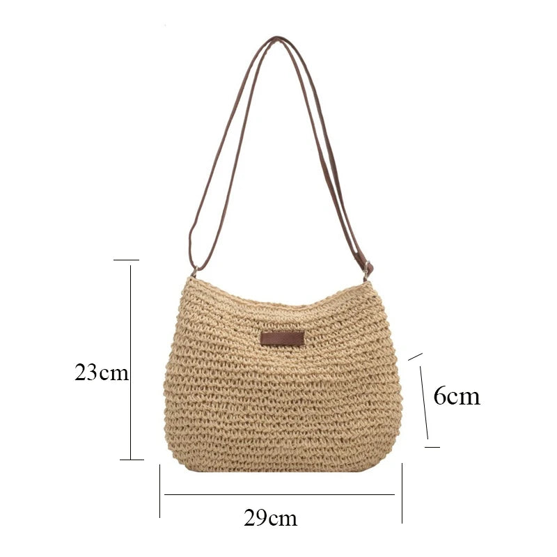 Women's Summer Straw Crossbody Bag for Beach Holiday