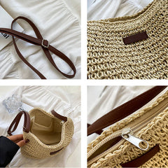 Women's Summer Straw Crossbody Bag for Beach Holiday