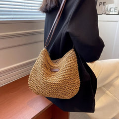 Women's Summer Straw Crossbody Bag for Beach Holiday