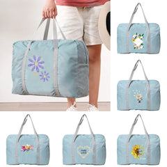 Women's Foldable Daisy Print Travel Bag Large Capacity