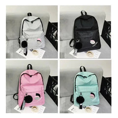 Leaves Print Canvas Backpack Bag for Women