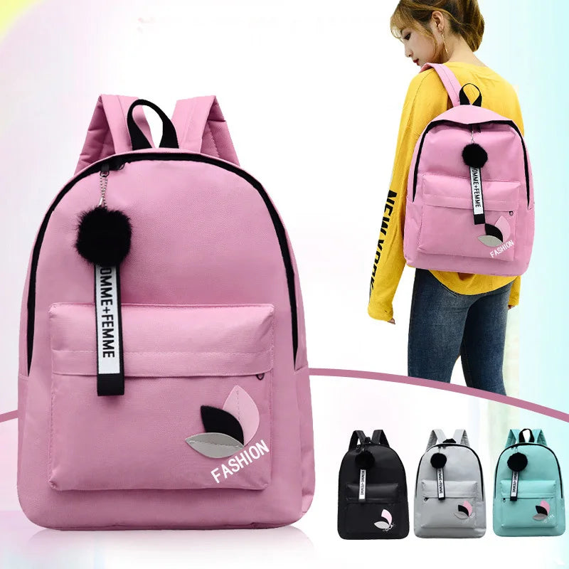 Leaves Print Canvas Backpack Bag for Women