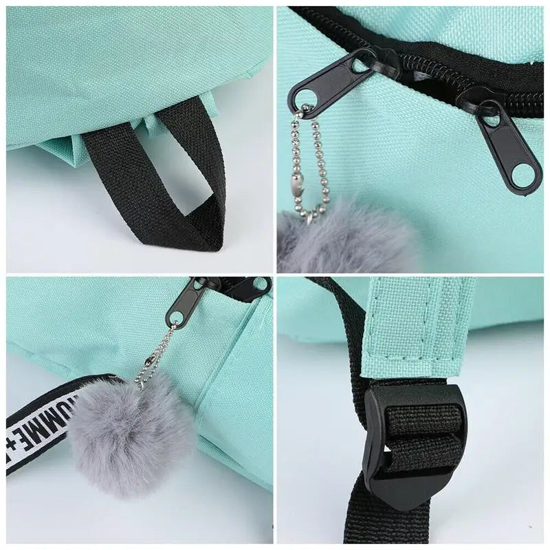 Leaves Print Canvas Backpack Bag for Women