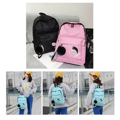 Leaves Print Canvas Backpack Bag for Women