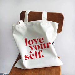 Girl Power Quotes Canvas Tote Bag Shopping Travel Women Eco Reusable Shoulder Sh