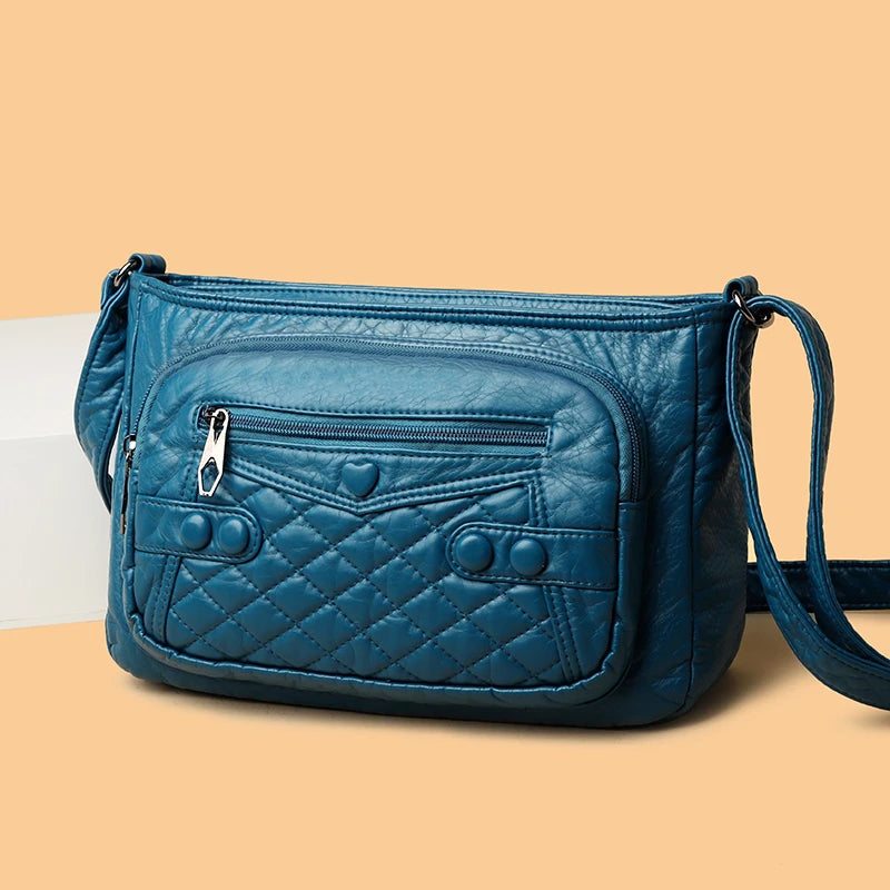 Women's Multilayer Crossbody Messenger Bag with Large Capacity