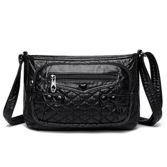 Women's Multilayer Crossbody Messenger Bag with Large Capacity