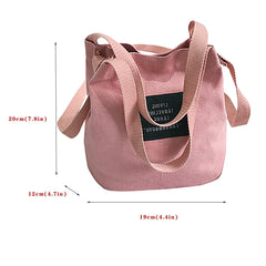 Canvas Mini Messenger Bag Bucket Shoulder Handbag