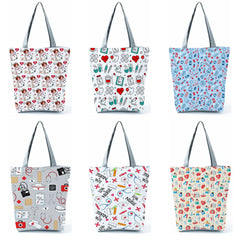 Love Printed Nurse Tote Handbag Eco-Friendly Beach Bag