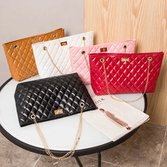 Ladies Large Capacity Shoulder Messenger Bag Lock Buckle Shopping Tote Bag