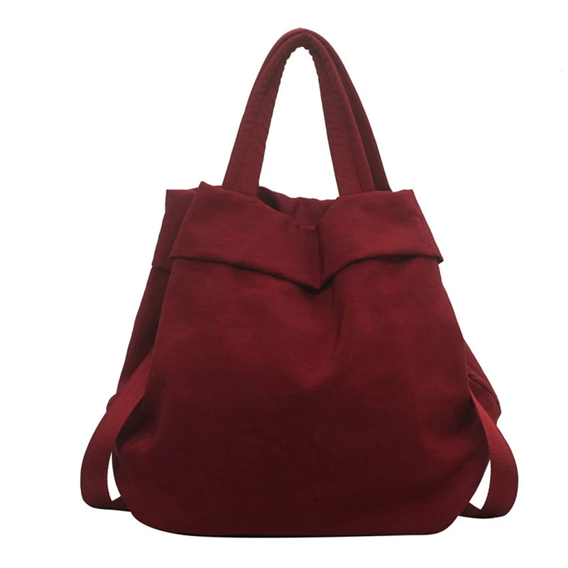 Nylon Shoulder Bag Women's Canvas Large Tote Solid Crossbody Bag